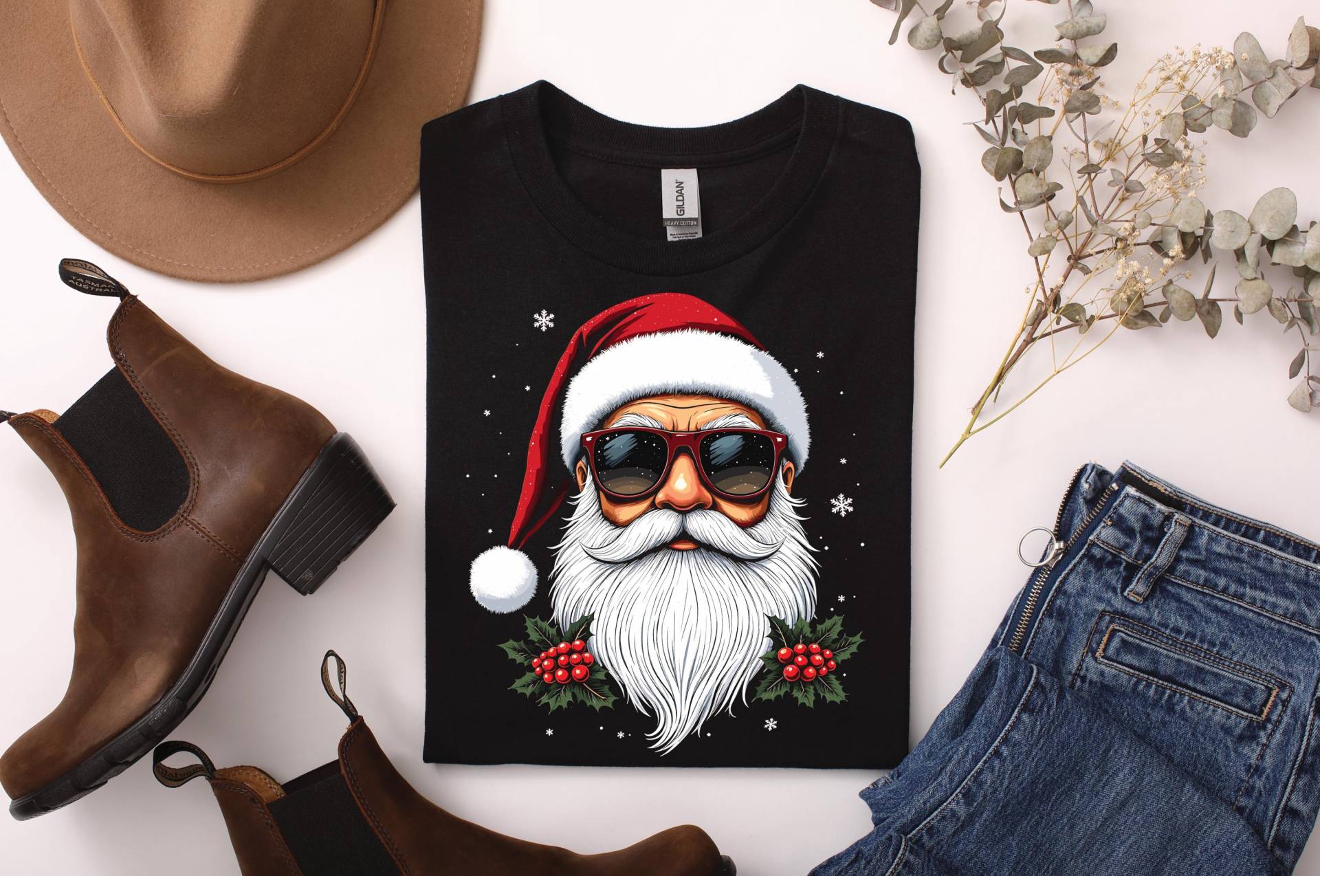 Cooler Hipster-Weihnachtsmann Mit Sonnenbrille - Lustiges Santa T-Shirt, Xmas Shirt, Unisex Geschenk Für Herren & Damen Weihnachtsgeschenk von ARIANDeutschland