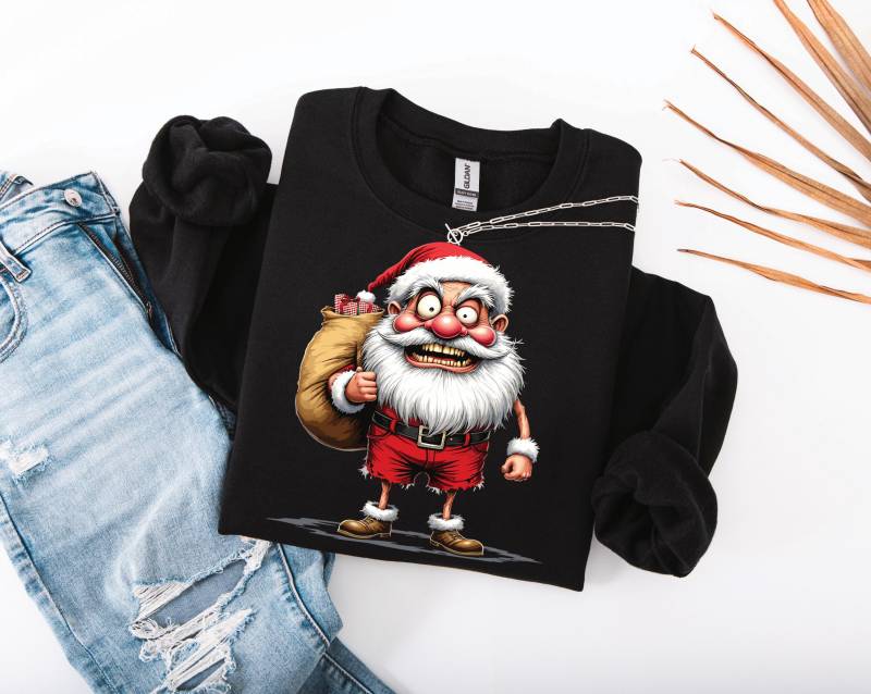 Funny Crazy Santa Sweatshirt Herren Damen | Lustiger Weihnachtsmann Pullover Ugly Christmas Sweater Style Weihnachtsgeschenk von ARIANDeutschland