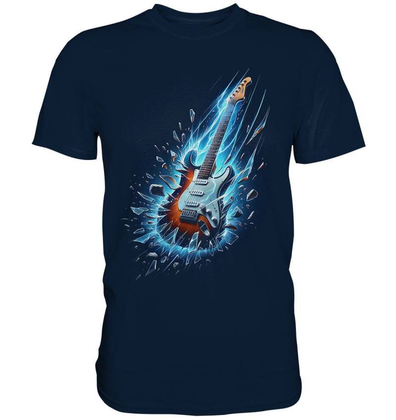 Rock & Roll Elektro Gitarre Musik T-Shirt Für Einen Musiker Mit/Musikliebhaber Geschenkidee - Premium Shirt von ARIANDeutschland