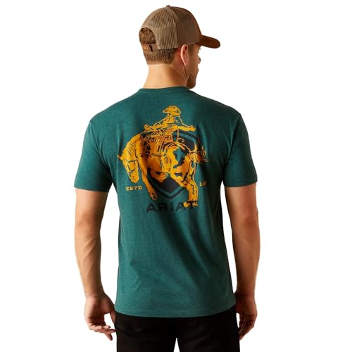 ARIAT Abilene Shield T-Shirt für Herren, Dunkelblaugrün meliert, Mittel von ARIAT