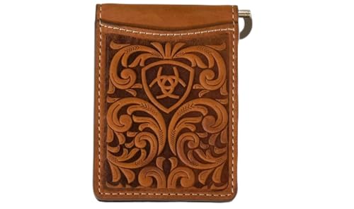 ARIAT Bifold Money Clip Scrolling Embossed Wallet, Medium Brown von ARIAT