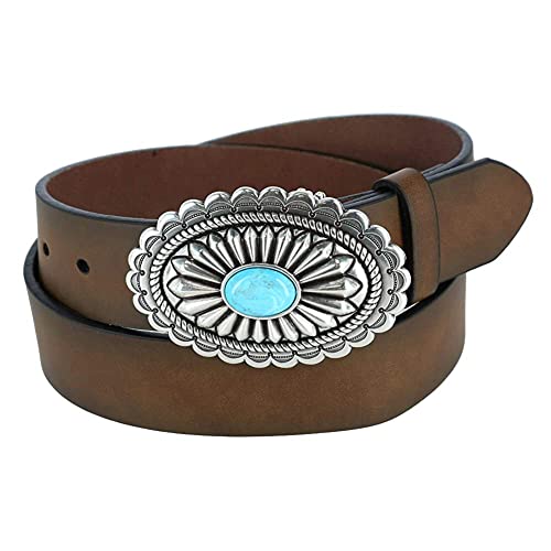 ARIAT Damen Basic Brown Strap Tirqouise Buckle Belt Gürtel, braun, Small von ARIAT