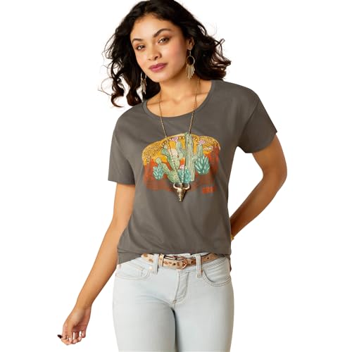 ARIAT Damen Buckle Up T-Shirt, Grau (Graphite//Nature's Delight), Klein von ARIAT