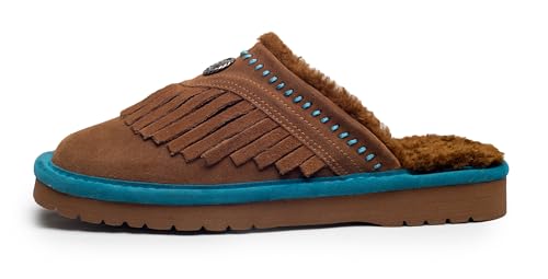 ARIAT Damen Jackie Square Toe Warm Soft Echtes Wildleder Indoor Outdoor Hausschuhe mit Plüschkragen, Fransen, 42.5 EU ARIAT Damen Jackie Square Toe Warm Soft Echtes Wildleder Indoor Outdoor Hausschuhe mit Plüschkragen, Fransen, 42.5 EU von ARIAT