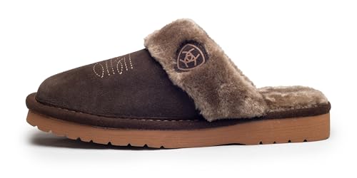 ARIAT Damen Jackie Square Toe Warm Soft Echtes Wildleder Indoor Outdoor Hausschuhe mit Plüschkragen, Schokolade, 42.5 EU ARIAT Damen Jackie Square Toe Warm Soft Echtes Wildleder Indoor Outdoor Hausschuhe mit Plüschkragen, Schokolade, 42.5 EU von ARIAT