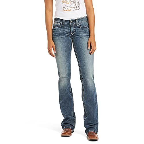 ARIAT Damen R.e.a.l. Mid Rise Straight Leg Jean-dotd Jeanshose, Rainstorm, 31 EU von ARIAT