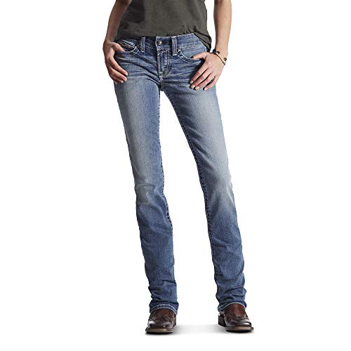ARIAT Damen R.e.a.l. Mid Rise Stretch Icon Stackable Straight Leg Jean, Regensturm, 30 Long von ARIAT