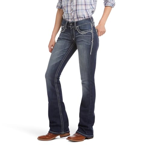 ARIAT Damen R.e.a.l. Mid Rise Stretch Icon Stackable Straight Leg Jean, blau, 58 von ARIAT