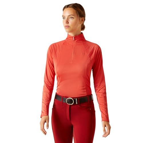 ARIAT Damen Sunstopper 2.0 1/4 Zip Baselayer, Gebackener Apfel, Klein von ARIAT