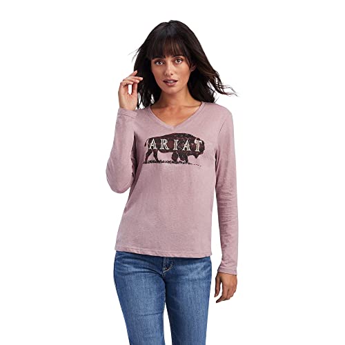 ARIAT Damen T-Shirt mit echtem Logo auf der Brust Hemd, Pink, Groß von ARIAT