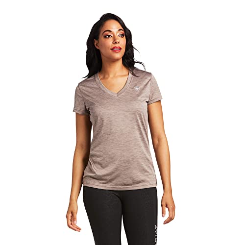 ARIAT Damen Top L Stahl V-Ausschnitt Kurzarm Poly Space Jersey Siebdruck-Logo Feuchtigkeitsableitend UPF 15 von ARIAT