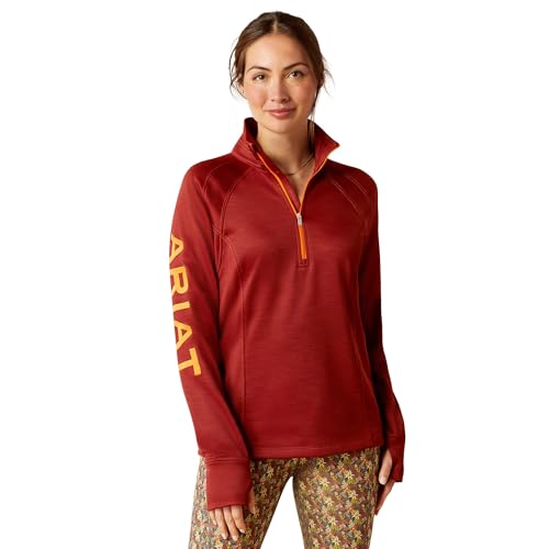 ARIAT 2023 Womens Tek Team 1/2 Zip Sweatshirt 1004670 - Fired Brick Womens Size - XS von ARIAT