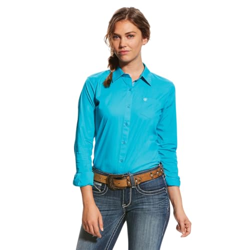 ARIAT Damen Faltenresistentes Kirby Stretch-Shirt Hemd, Bluebird, Groß von ARIAT