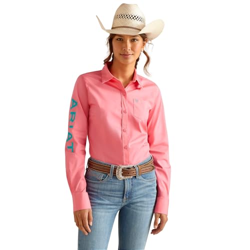 ARIAT Damen Wrinkle Resist Team Kirby Stretch Shirt, Camellia Rose, 2X von ARIAT