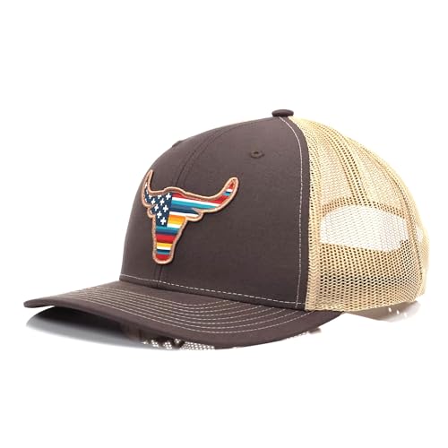 Ariat Herren Brown Snapback R112 Bull USA Flag Patch Cap, braun, Einheitsgröße von ARIAT