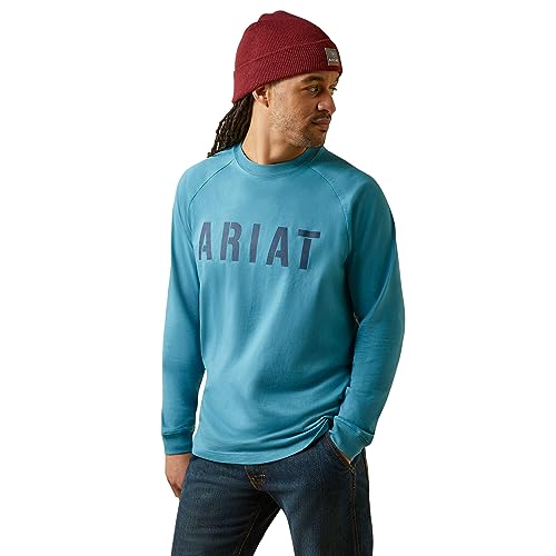 ARIAT Herren MNS Rebar Ctnstr Bloc Ls T-shrt Strm Hemd, Storm Blue, 4X-Groß von ARIAT