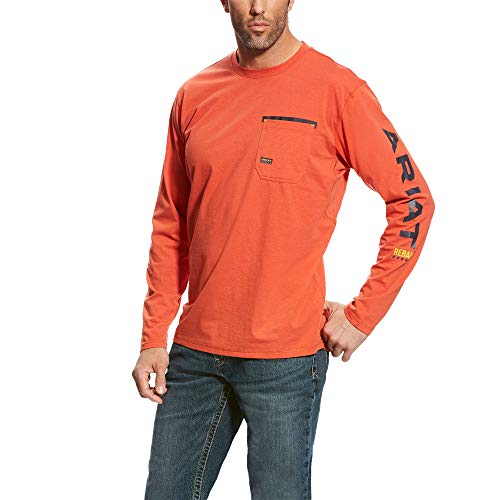 ARIAT Herren Rebar Logo Long Sleeve Crew Arbeits-T-Shirt, Vulkanisches Feuer, XXL Regulär von ARIAT