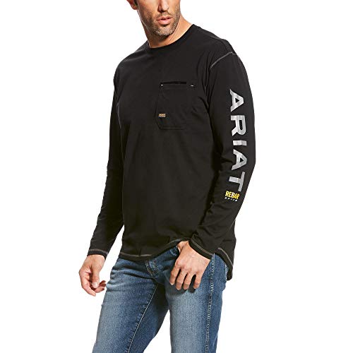 Ariat Herren Rebar Logo Long Sleeve Crew Arbeits-T-Shirt, schwarz, X-Large Hoch von Ariat