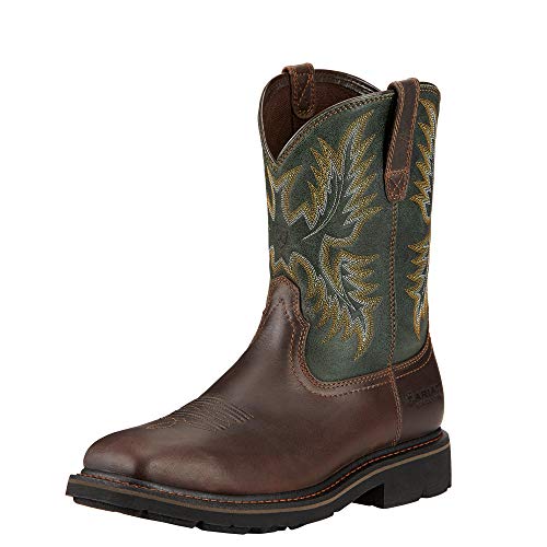 ARIAT Herren Sierra, breite quadratische Zehenpartie, Stahlkappe Arbeitsstiefel, Dark Brown/Pine Green, 41 EU von ARIAT