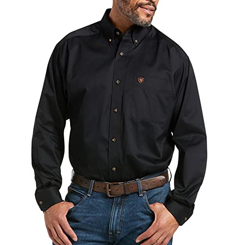 ARIAT Herren Solid Twill Shirt-DOTD Langarm-Western-Knopf-Down, schwarz, Mittel von ARIAT