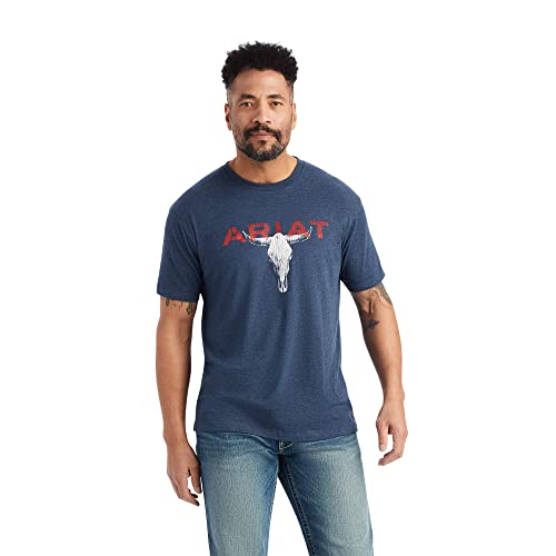 ARIAT Herren Streak Skull T-Shirt Hemd, Streifenschädel – Marineblau, Mittel von ARIAT