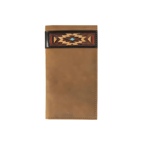 ARIAT Herren handgedrehte Southwest Leder Rodeo Geldbörse - Western Bifold Scheckbuch Geldbörse, Helles Braun, Rodeo von ARIAT