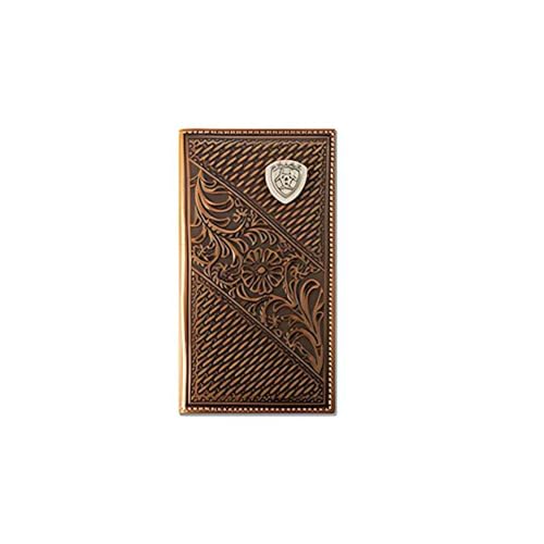 ARIAT Men's Rodeo Leather Wallet with Basket Weave & Floral Embossing and Shield Concho von ARIAT