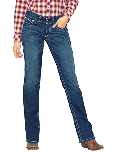 ARIAT R.e.a.l. Damen Jeans mit mittelhoher Taille, gerades Bein, gepunktet Gr. 34W x X-LangeL, ocean von ARIAT