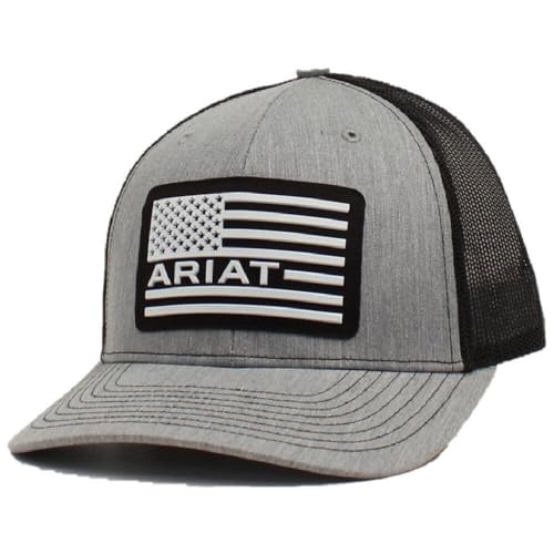 ARIAT Western Mens Cap Baseball Hat USA Flag Patch Mesh Snap Grey von ariat