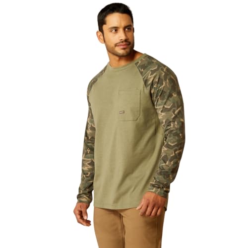 Ariat Men's Rebar Workman Baseball T-Shirt, Deep Lichen Camo von Ariat