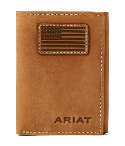 Ariat Trifold Wallet USA Flag Patch Medium Brown One Size, mittelbraun, Einheitsgröße, Trifold Geldbörse USA Flagge Patch von ARIAT