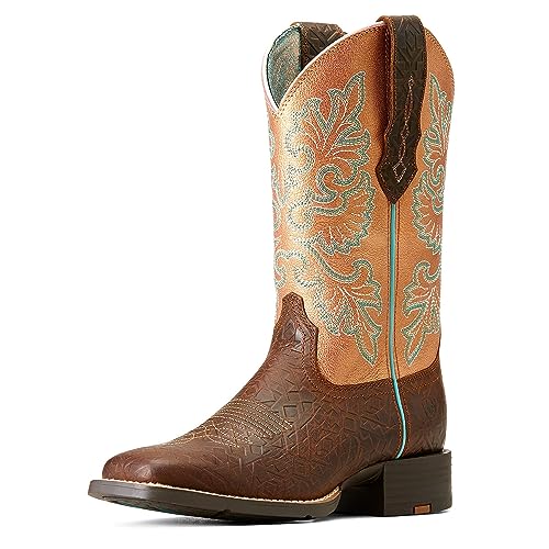 Ariat Women's Round Up Wide Square Toe StretchFit Western Boot - Toasted Blanket Emboss/Copper Glow, 7 Medium von ARIAT