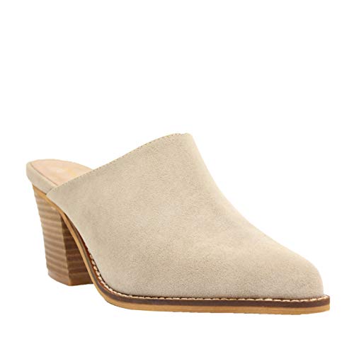 ARIDER ARiderGirl Damen Sissy Stacked Heel Snake and Cow Print Pointed Toe Slip-on Pantolette, Wildleder Taupe, 37.5 EU von ARIDER