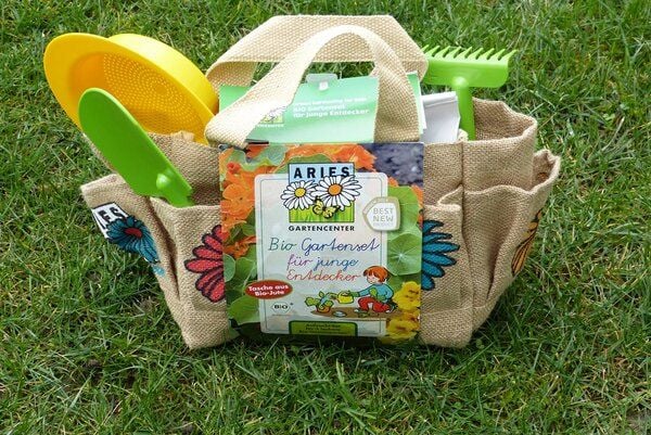 ARIES Bio Gartenset für junge Entdecker in der Jutetasche von ARIES