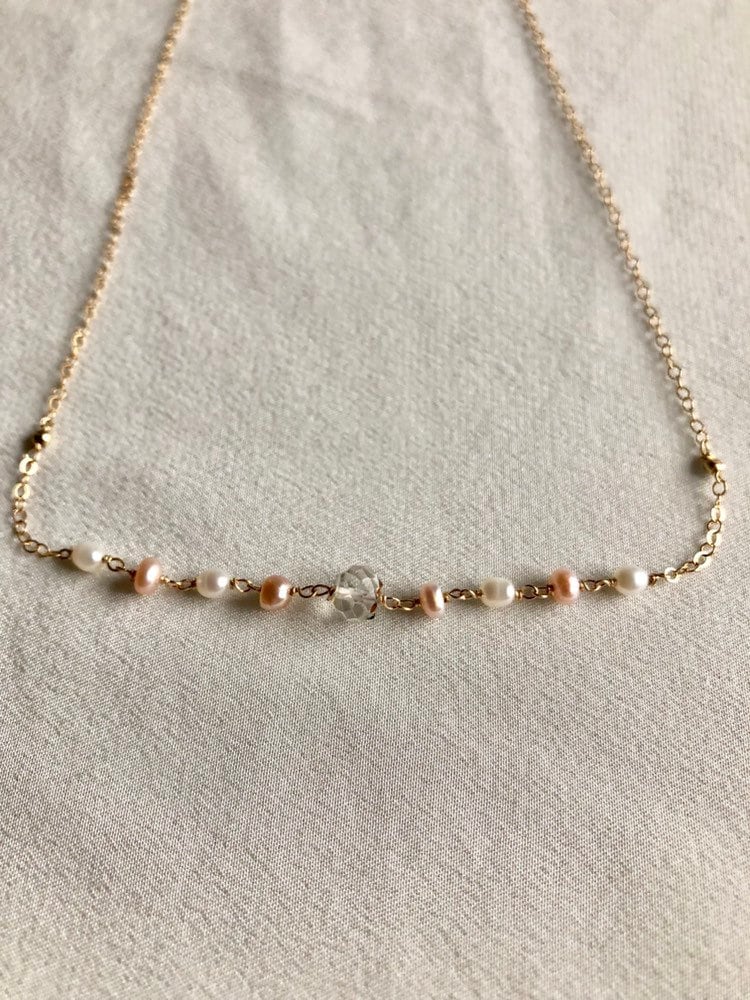 14K Gold Filled Kette, Rosenkranz Perlen Quarz, Edler Schmuck, Handgewickelt, Made in Italy 14K Gold Filled Kette, Rosenkranz Perlen Quarz, Edler Schmuck, Handgewickelt, Made in Italy von ARIESfirenze