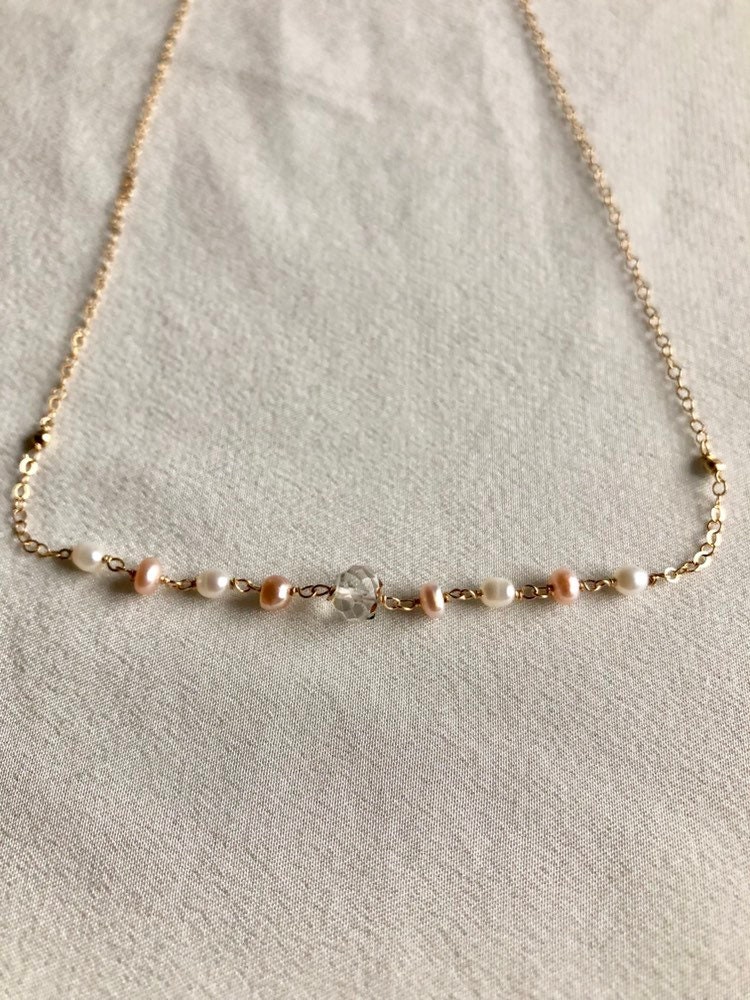 14K Gold Filled Kette, Rosenkranz Perlen Quarz, Edler Schmuck, Handgewickelt, Made in Italy 14K Gold Filled Kette, Rosenkranz Perlen Quarz, Edler Schmuck, Handgewickelt, Made in Italy von ARIESfirenze