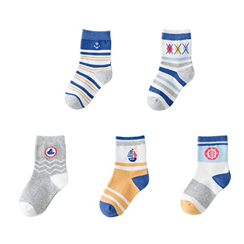 ARIMIA Kindersocken für Jungen Socken Mädchen 5er Pack Strümpfe Baumwolle bunte Socken Kinder ab 1 Jahr (as3, age, 5_years, 7_years, regular, Schiff) von ARIMIA