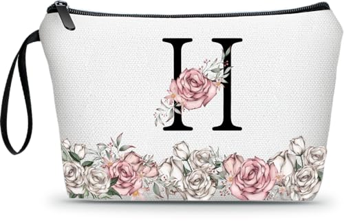 ARIOSEY Personalisierte Make-up-Tasche, Frauengeschenk zum Geburtstag, Kulturbeutel, Reisetasche, Make-up-Tasche für Geldbörse, Weihnachtsgeschenke, Geschenke für Frauen, Buchstabe H-2 von ARIOSEY