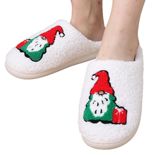 ARIOU Süße Weihnachtshausschuhe | Gemütliche rutschfeste Schuhe für den Innenbereich mit Zwergenmuster für Damen,Rutschfeste, leichte Tier-Weihnachtshausschuhe für den Innenbereich, gemütliche von ARIOU