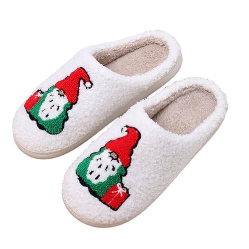 ARIOU Wichtel Hausschuhe Weihnachten - Kuschelige Indoor-Schuhe mit niedlichem Zwergenmuster,Flauschige Hausschuhe mit rutschfester Sohle, süße, leichte, warme Tierhausschuhe für Mädchen von ARIOU