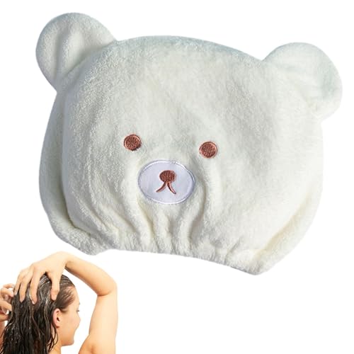 Trockenes Haar Hut - Wischturban Handtuch | Handtuch Cartoon Hut für nasses Haar | Weicher Cartoon Bär Design Haartrocknung Hut | Elastischer Duschhut Schnell Trocknendes Handtuch Einstellbar von ARIOU