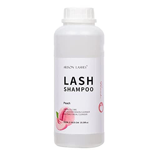 Wimpernverlängerung Shampoo 600ml/Augenlid schäumender Reiniger/Waschmittel für Extensions und natürliche Wimpern/Paraben&Sulfat frei Safe Makeup/Professioneller&Selbstgebrauch (Peach) von ARISON LASHES