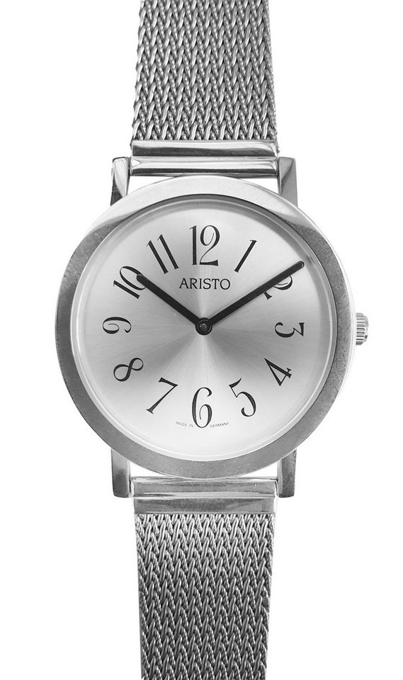 ARISTO Quarzuhr 4D78-P, Damenuhr mit Quarzwerk - in edlem Edelstahldesign, mit silbrigem Polonaiseband aus Edelstahl - Made in Germany von ARISTO