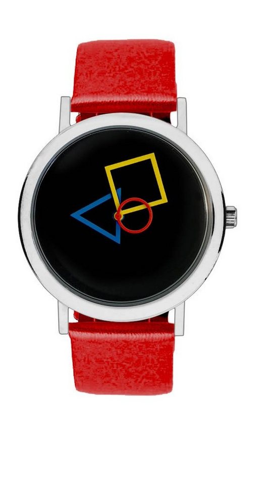 ARISTO Quarzuhr Bauhaus, rotes Armband - schwarzes Ziffernblatt, Damenuhr mit Lederarmband - 100 Jahre Jubiläum - Made in Germany von ARISTO