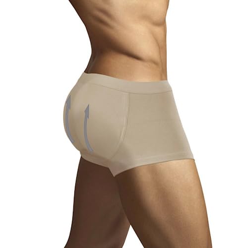 ARIUS Boxer-Unterhose mit Füllung in der hinteren (beige) - erweitert das Volumen und die Größe vom Gesäß - Men’s Padded Buttocks - Men's Shapewear - Push UP Herren (L) von ARIUS