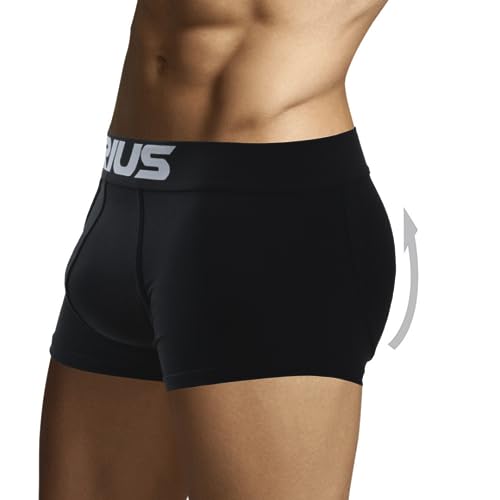 ARIUS Boxershorts mit Rückenfüllung zur Erhöhung des Volumens und der Größe des Gesäßes und Heben in schwarzer, elastischer Schwarz mit weißen Buchstaben - Füllung mit Nalgen - Buttocks, Schwarz, XL von ARIUS