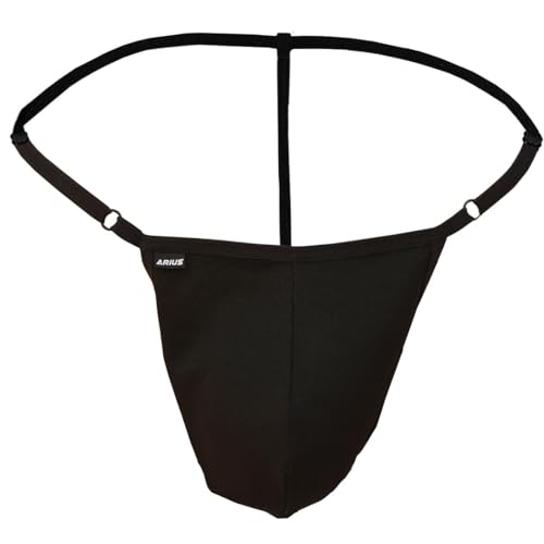 ARIUS Herren Tanga String aus Baumwolle, Sexy und Verstellbar in Schwarz - sexy unterwäsche für Mann - Herren-reizwäsche - Unterteil-Typ: Tanga, Packungseinheit: 1, Größe: Einheitsgröße von ARIUS