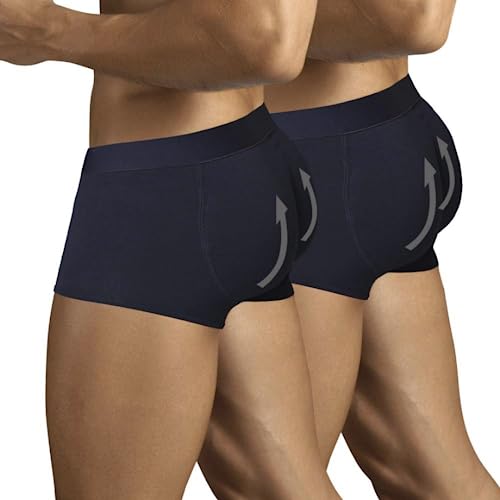 ARIUS Pack 2 Boxer-Unterhose mit Füllung in der hinteren - erweitert das Volumen und die Größe vom Gesäß - Men's Padded Buttocks - Men's Shapewear - Push UP Herren (L) von ARIUS