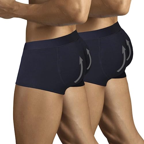 ARIUS Pack 2 Boxer-Unterhose mit Füllung in der hinteren - erweitert das Volumen und die Größe vom Gesäß - Men's Padded Buttocks - Men's Shapewear - Push UP Herren (M) von ARIUS