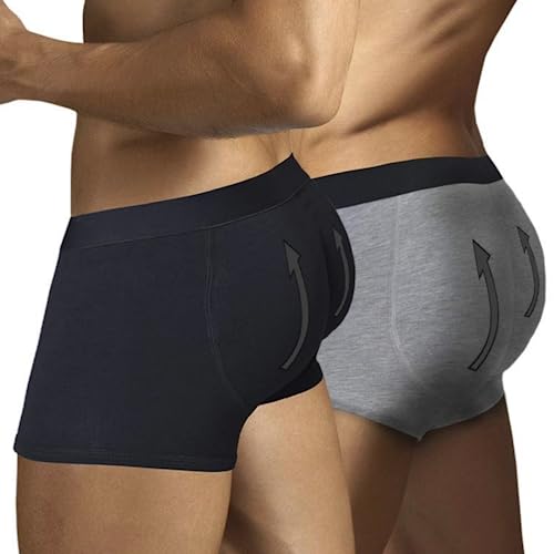 ARIUS Pack 2 Boxer-Unterhose mit Füllung in der hinteren - erweitert das Volumen und die Größe vom Gesäß - Men’s Padded Buttocks - Men's Shapewear - Push UP Herren (M) von ARIUS